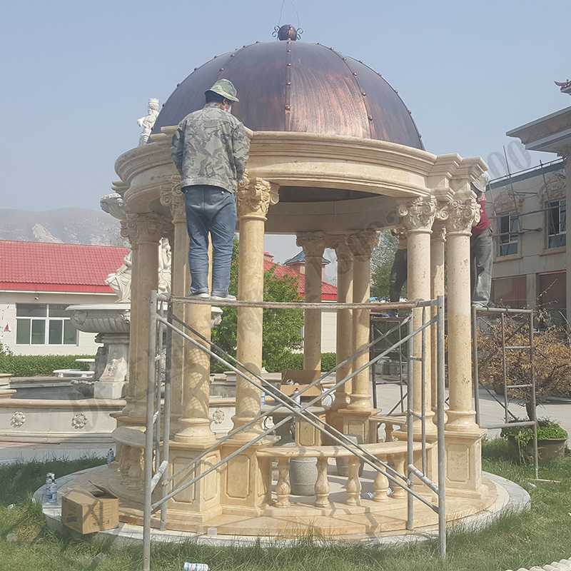 歐式大理石涼亭，石雕柱子亭子，石材景觀涼亭