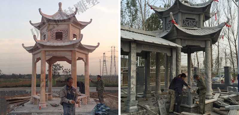 中式大理石涼亭安裝，石雕景觀亭子工廠，中式?jīng)鐾S家