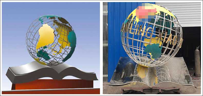 不銹鋼地球，景觀地球雕塑，學(xué)校地球儀擺件