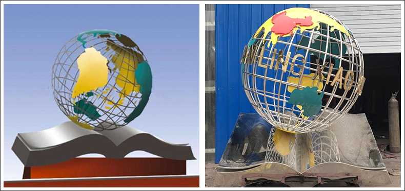 不銹鋼地球，景觀地球雕塑，學(xué)校地球儀擺件